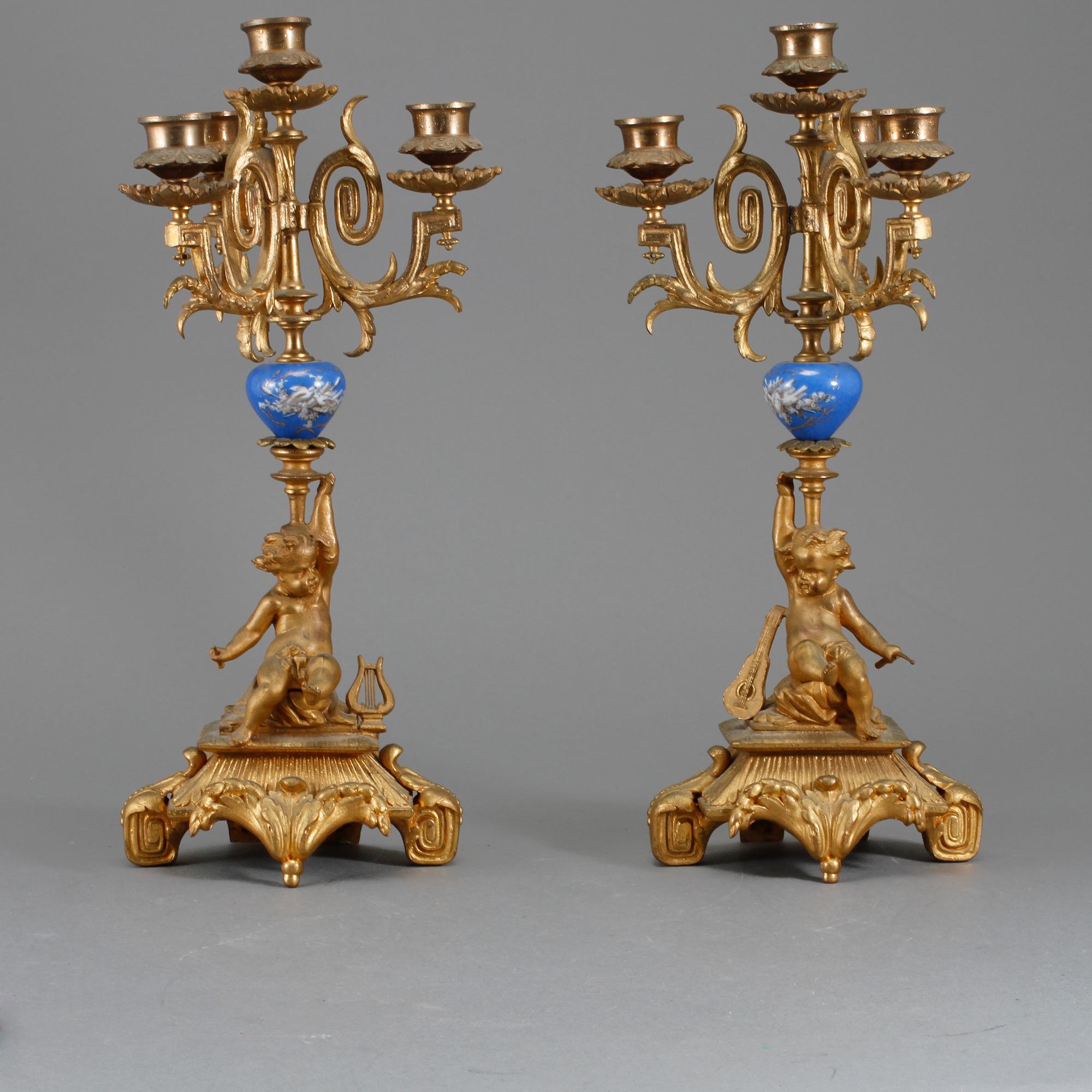 KANDELABRAR, ett par, Louis XVI-stil, sent 1800-tal.