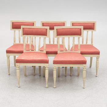 A set of five late Gustavian chairs, circa 1800.