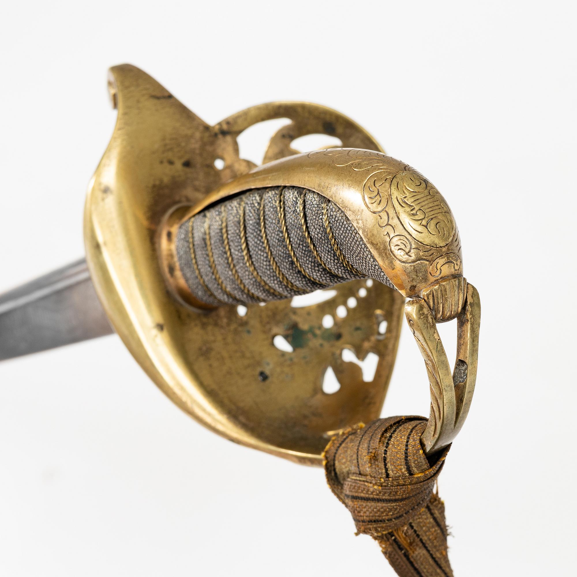 Sabel, svensk, m/1859 för infanteriofficer, med balja.