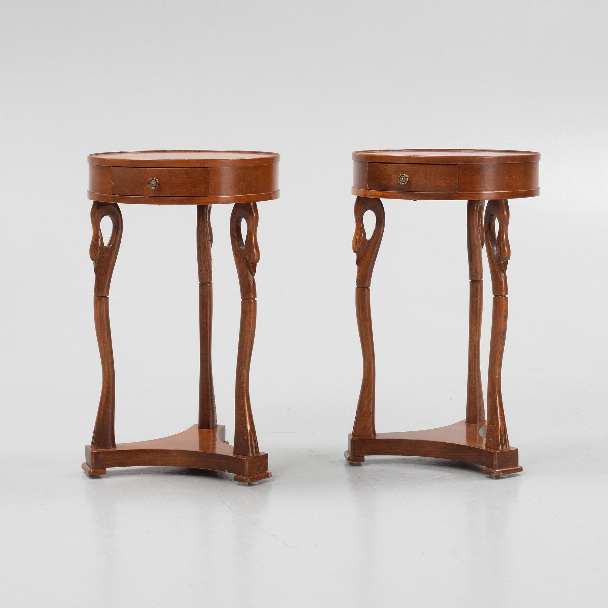 A pair of Empire style bedside tables, Selva, Italy.