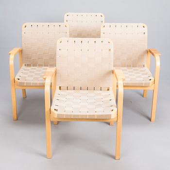 ALVAR AALTO, karmstolar, 4 st, modell 45, Artek, 1900-talets slut.