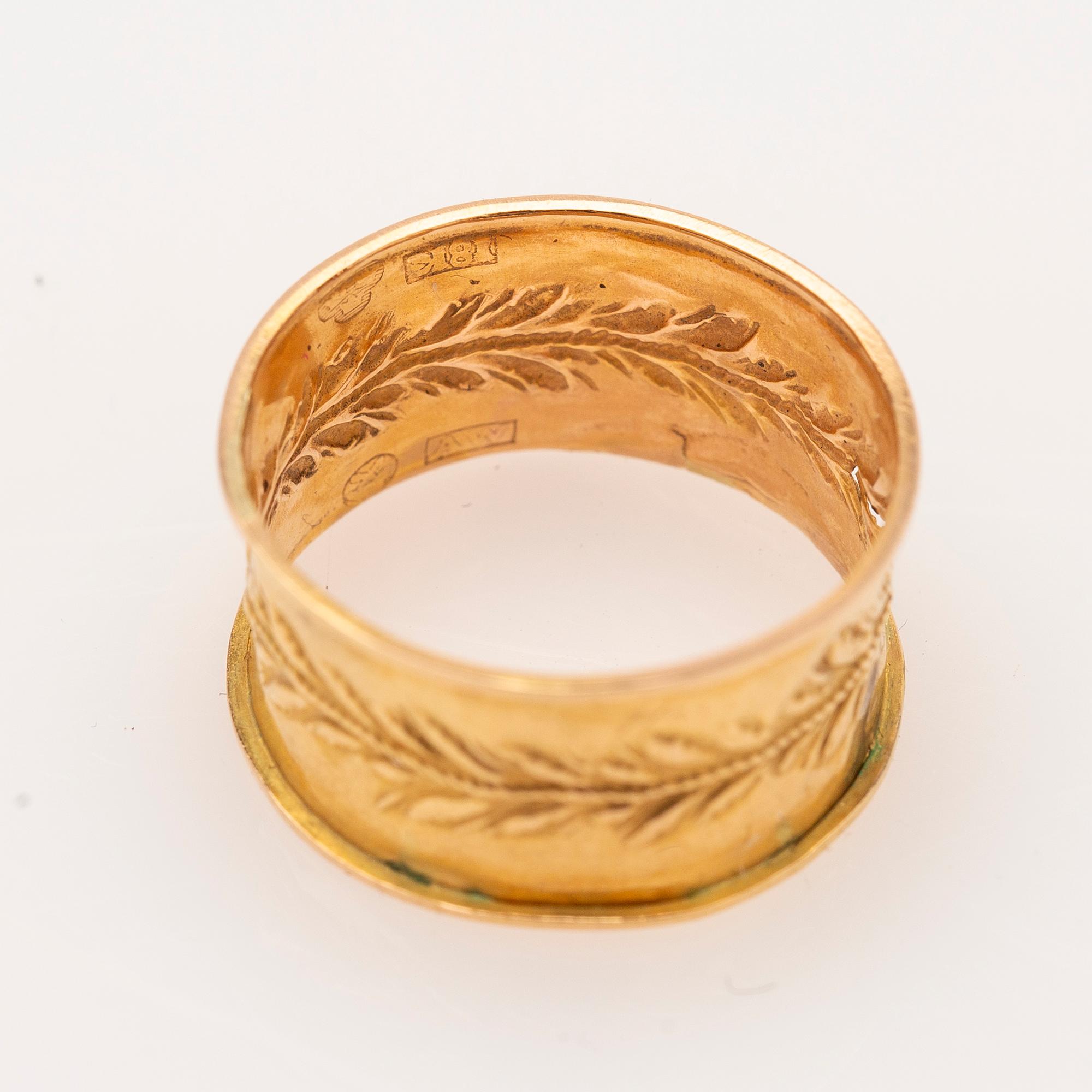 Anders Wedin (active 1838–1864). Engagement ring, 18k, Söderhamn.