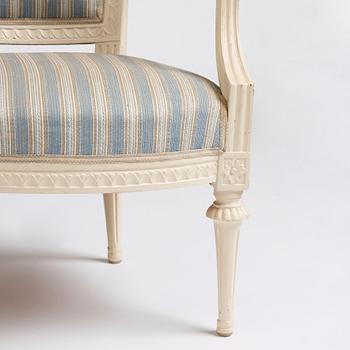 A pair of Gustavian armchairs, second part of the 18th century.