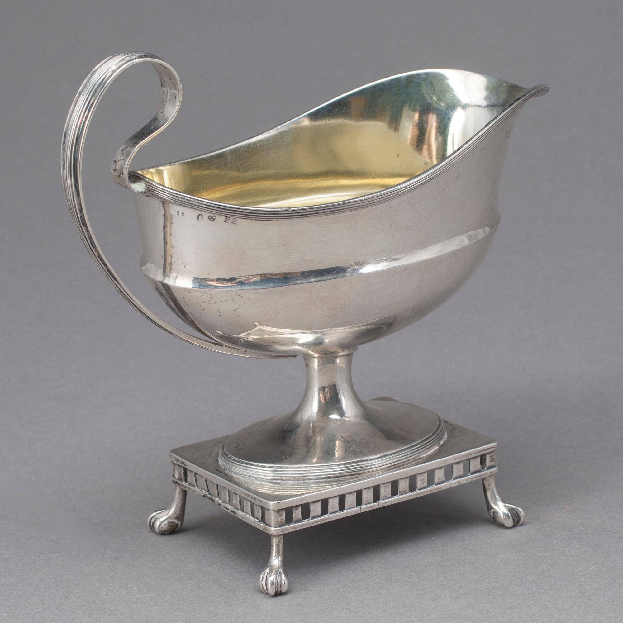 GRÄDDKANNA, silver, gustaviansk,oidentifierad mästarstämpel, Stockholm 1797. Vikt ca 241 gram.