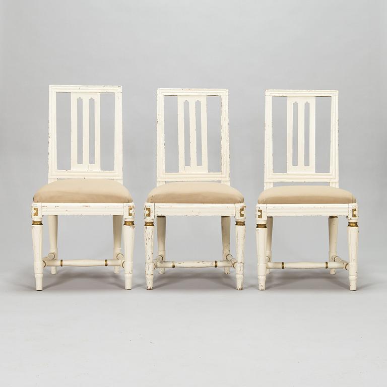 Three Gustavian chairs, early 19th century.