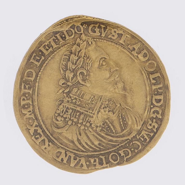 GULDMYNT, dukat, Gustaf II Adolf. Mainz 1632. Vikt 3,44 gram.