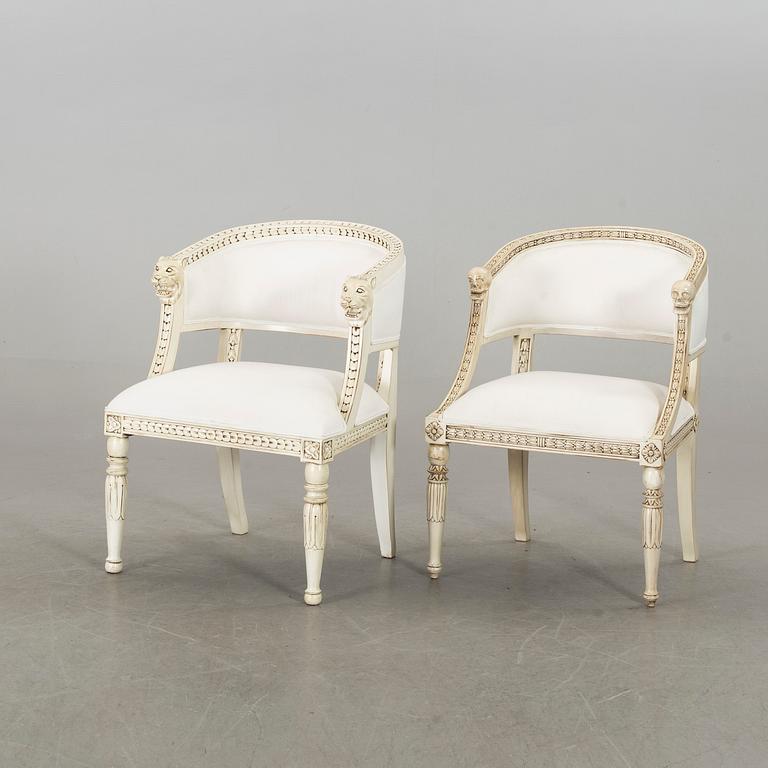 TWO GUSTAVIAN STYLE CHAIRS BY ELIZABETH HENBERG, "Design by E", Sweden 21st century.