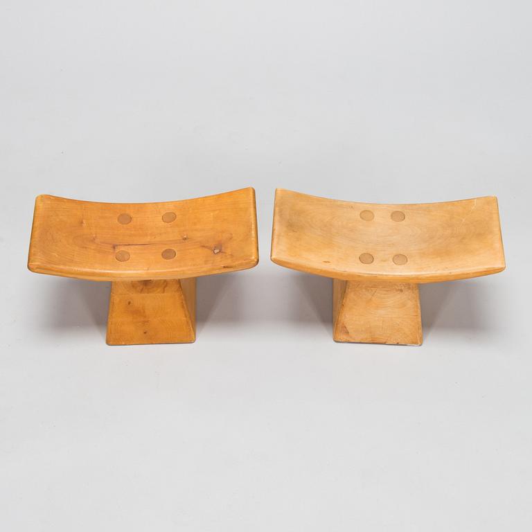 Seven late 20th century stools / meditation benches.