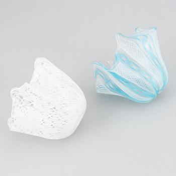 Paolo Venini & Fulvio Bianconi,  two 'Fazzoletto' glass vases, Venini, Murano, Italy.