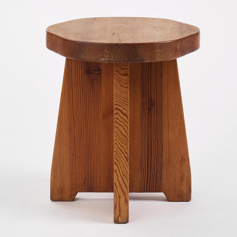 David Rosén, a stained pine "Berga" stool, Nordiska Kompaniet, Sweden, 1940s.