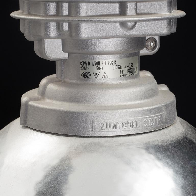 A pair of 20th century industrial ceiling lamp marked Zumtobel Staff.