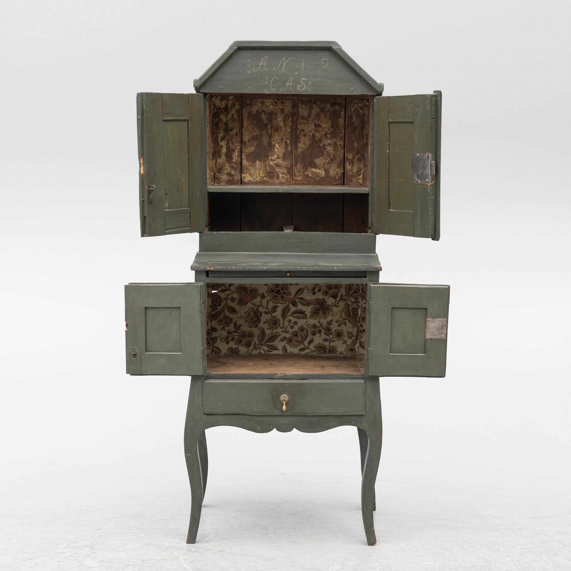 A painted cabinet, about 1800.
