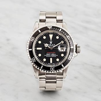 66. ROLEX, Oyster Perpetual Date, Submariner (660ft=200m, SWISS-T, Mark VI), Chronometer, "Röd text", armbandsur, 40 mm.