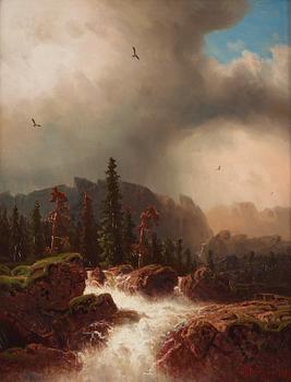785. Marcus Larsson, Landskap med vattenfall.