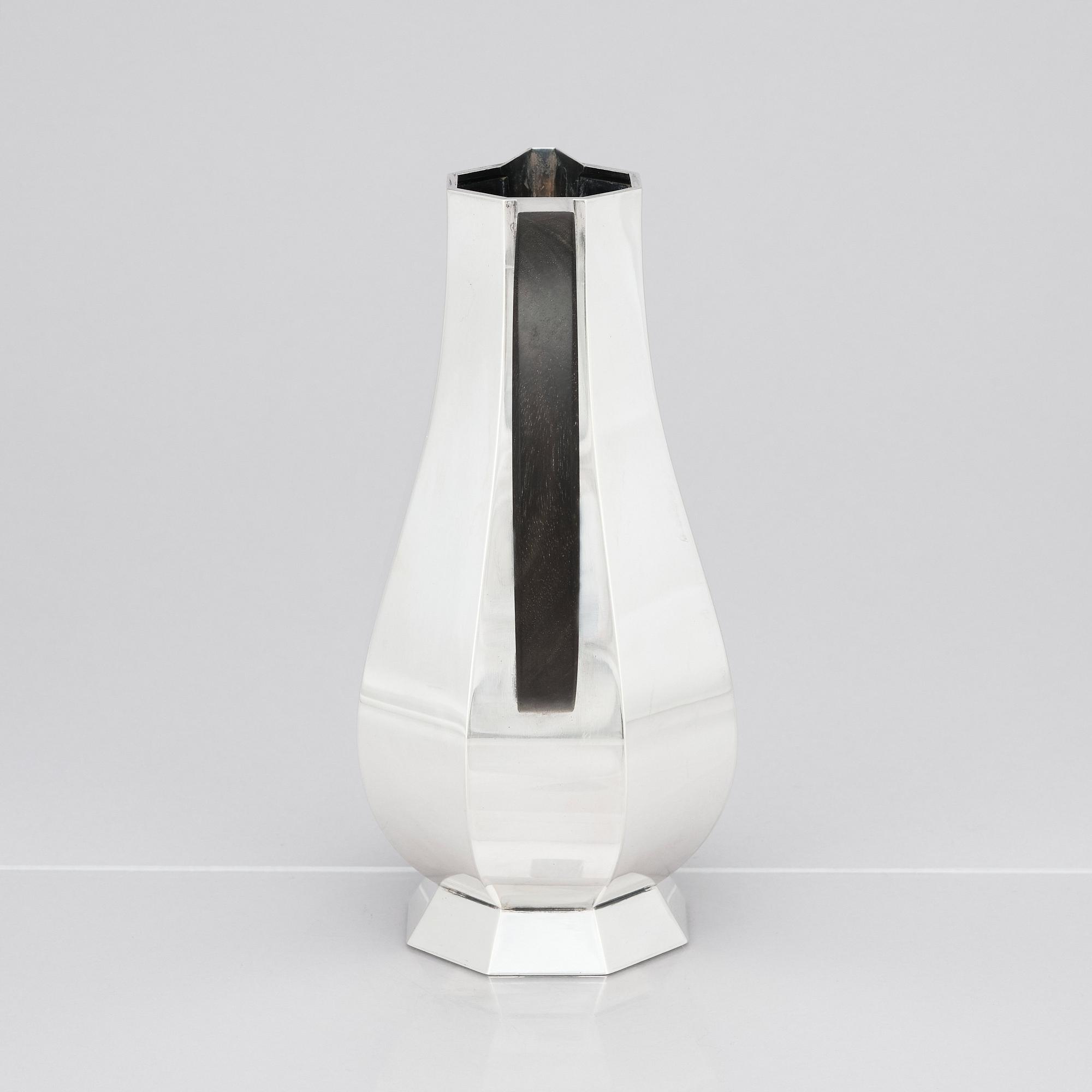 Wiwen Nilsson, a sterling silver pitcher, a 'hot water jug,' Lund, Sweden 1941.