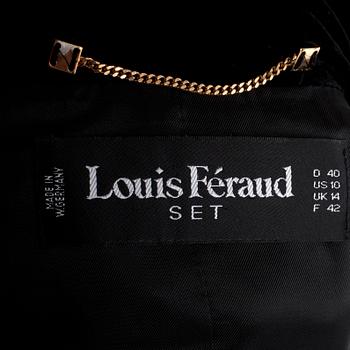LOUIS FÉRAUD, a two-piece black wool suit consisting of jacket and skirt.