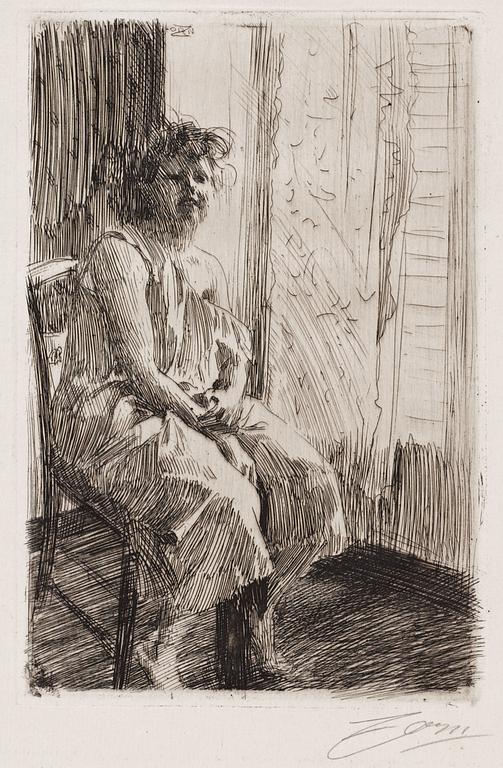 ANDERS ZORN, etsning (état III av III), 1891, signerad med blyerts.