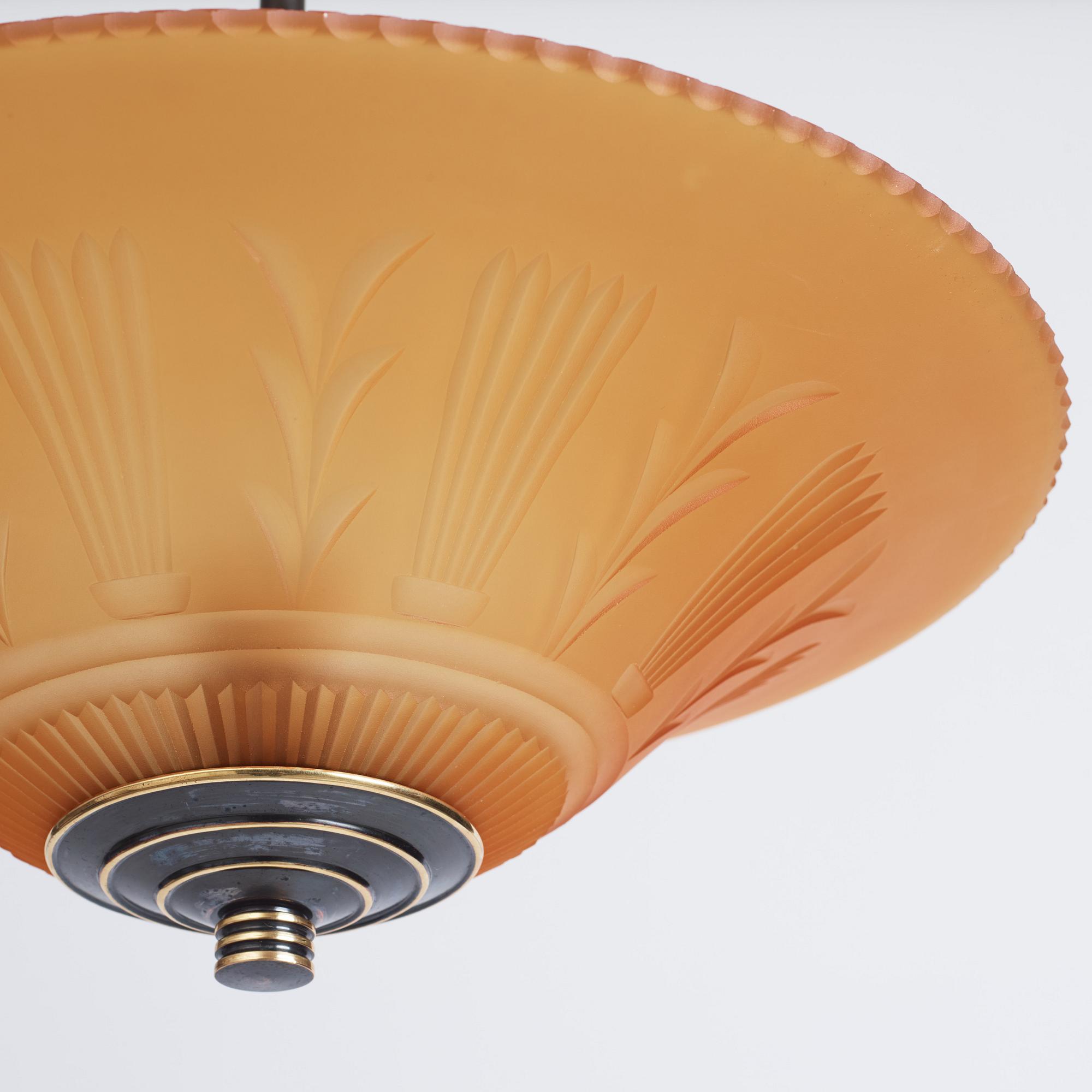 Edward Hald, a ceiling lamp,Orrefors 1920s-1930s.