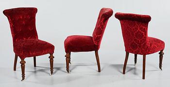 FÅTÖLJER, 5 st, s k Emmafåtöljer, 1800-talets slut.