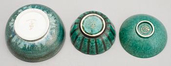 SKÅLAR, 3 st, keramik, bla Argenta, Gustavsberg.