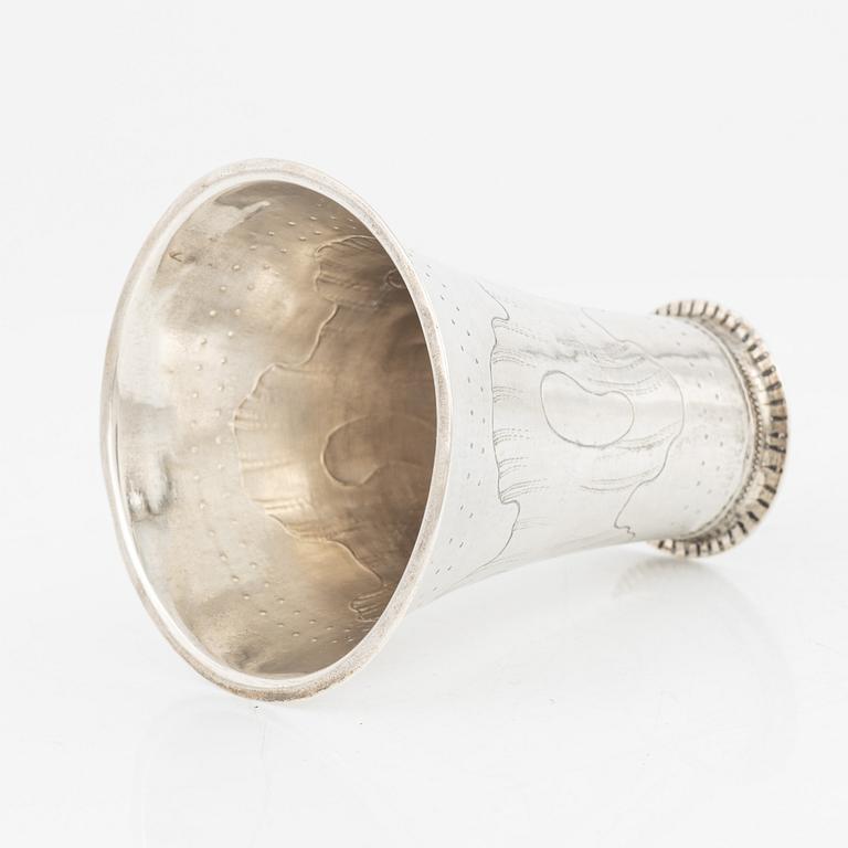 A Swedish 18th Century silver beaker, Peter Falk, Skara 1769.
