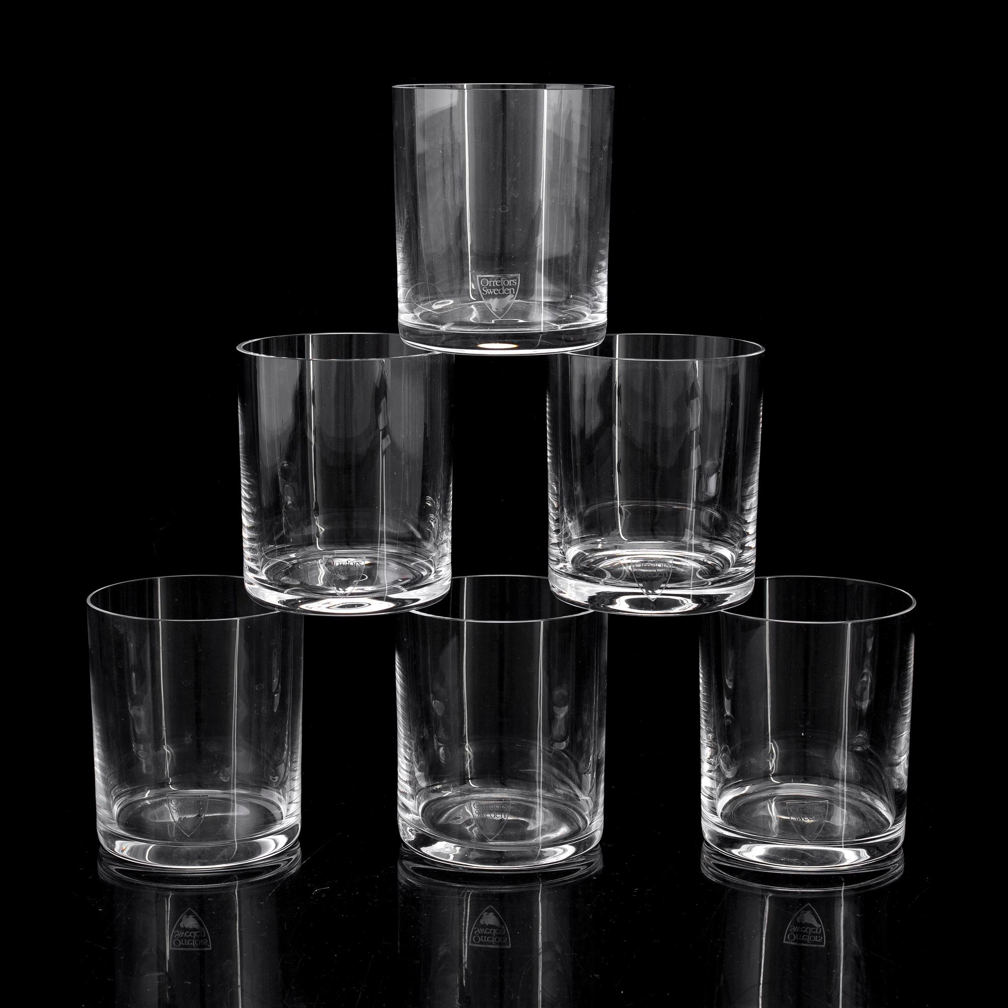Six Gunnar Cyrén 'Nobel' tumbler glasses, for Orrefors.