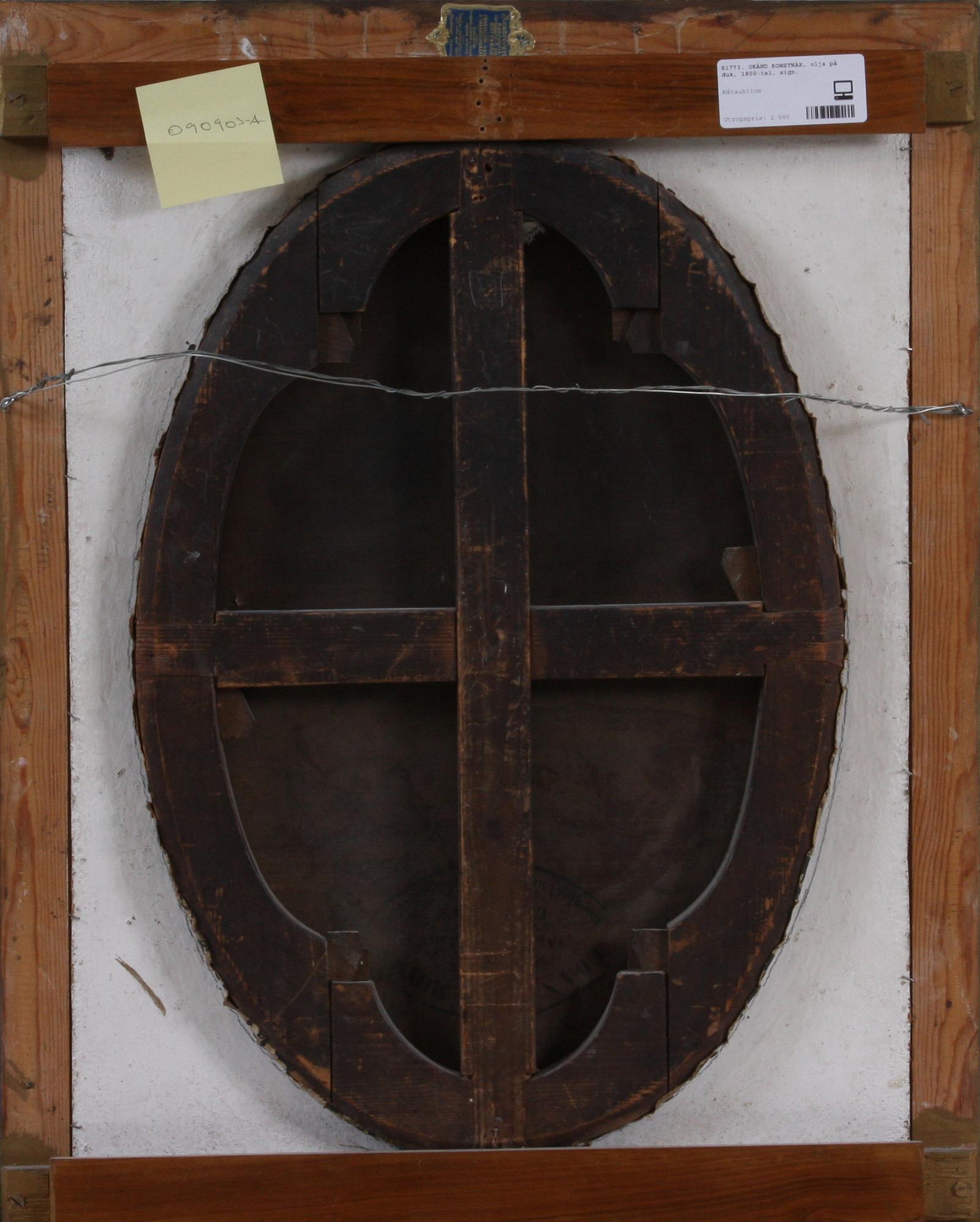 OKÄND KONSTNÄR, olja på duk, 1800-tal, sign.