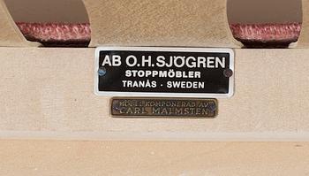 FÅTÖLJER, ett par, "Stora fjäderbrickan", Carl Malmsten, 1900-talets andra hälft.