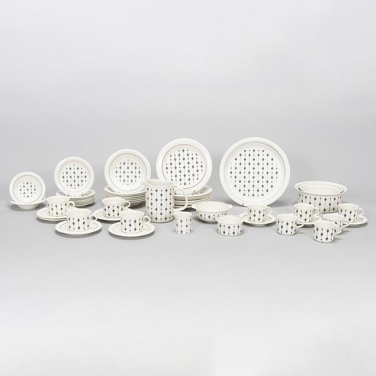 Arabia, a 43-piece porcelain 'Kartano' tableware set, 1970s, Arabia, Finland.