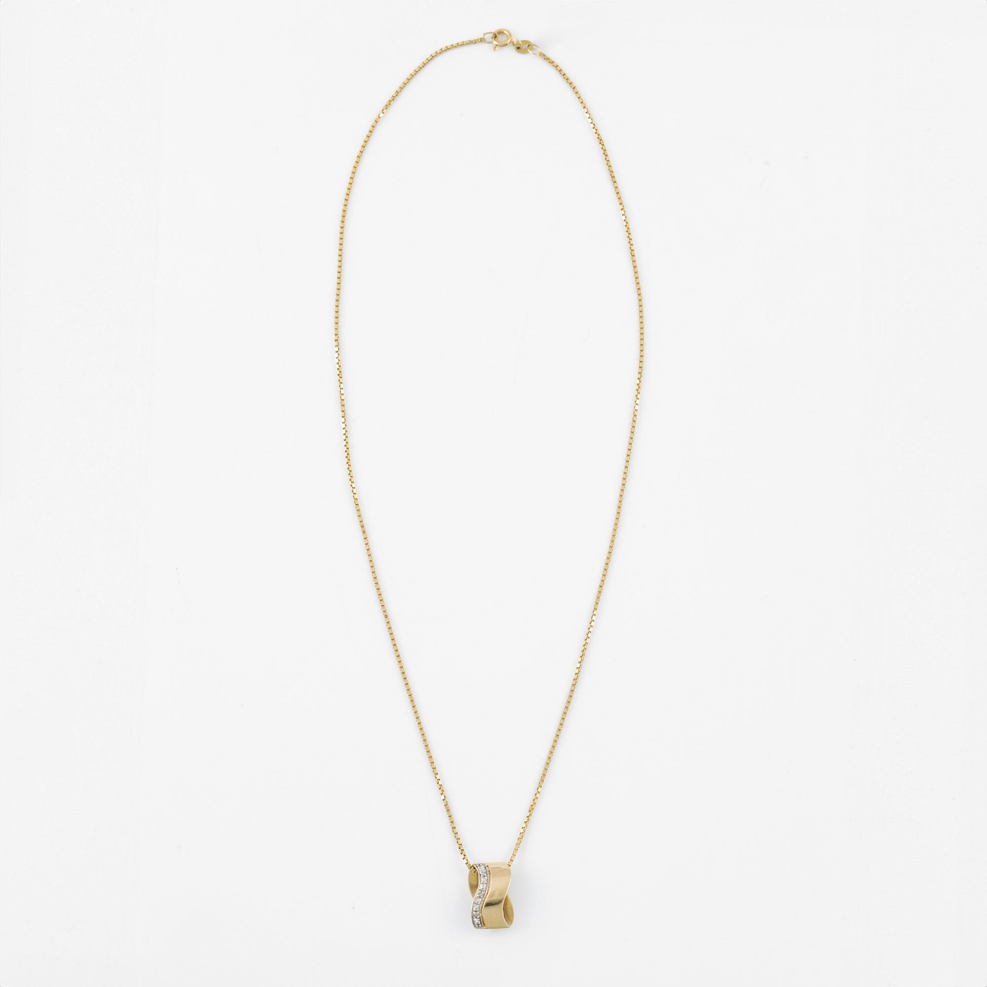 Hängsmycke med kedja, 14K guld med diamanter.
