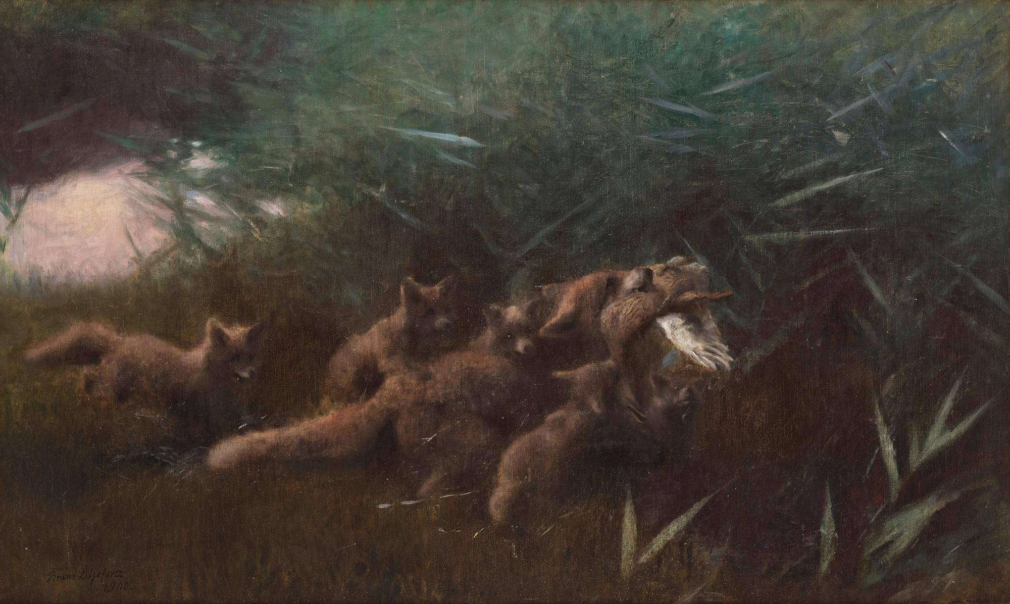Bruno Liljefors, A family of foxes.