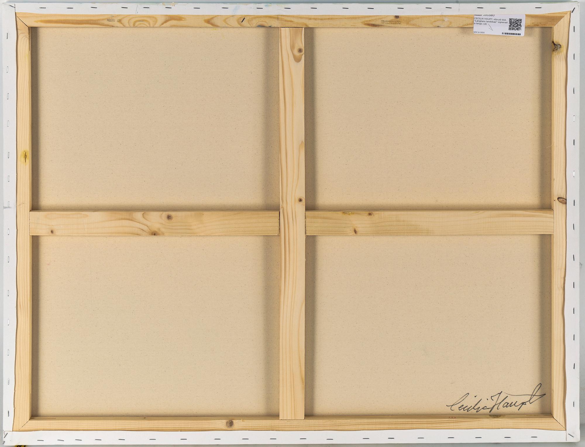 CECILIA HAUPT, olja på duk, "Längtans landskap" signerad a tergo.