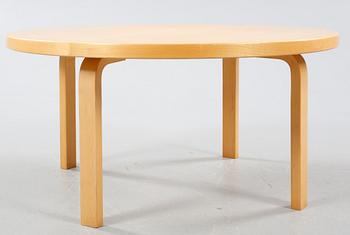 A sofa table, possibly model 90A, by Alvar Aalto for Artek, made in the second half of the 20th century.