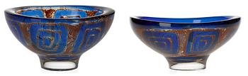 702. Two Sven Palmqvist 'Ravenna' glass bowls, Orrefors 1974 and 1973.