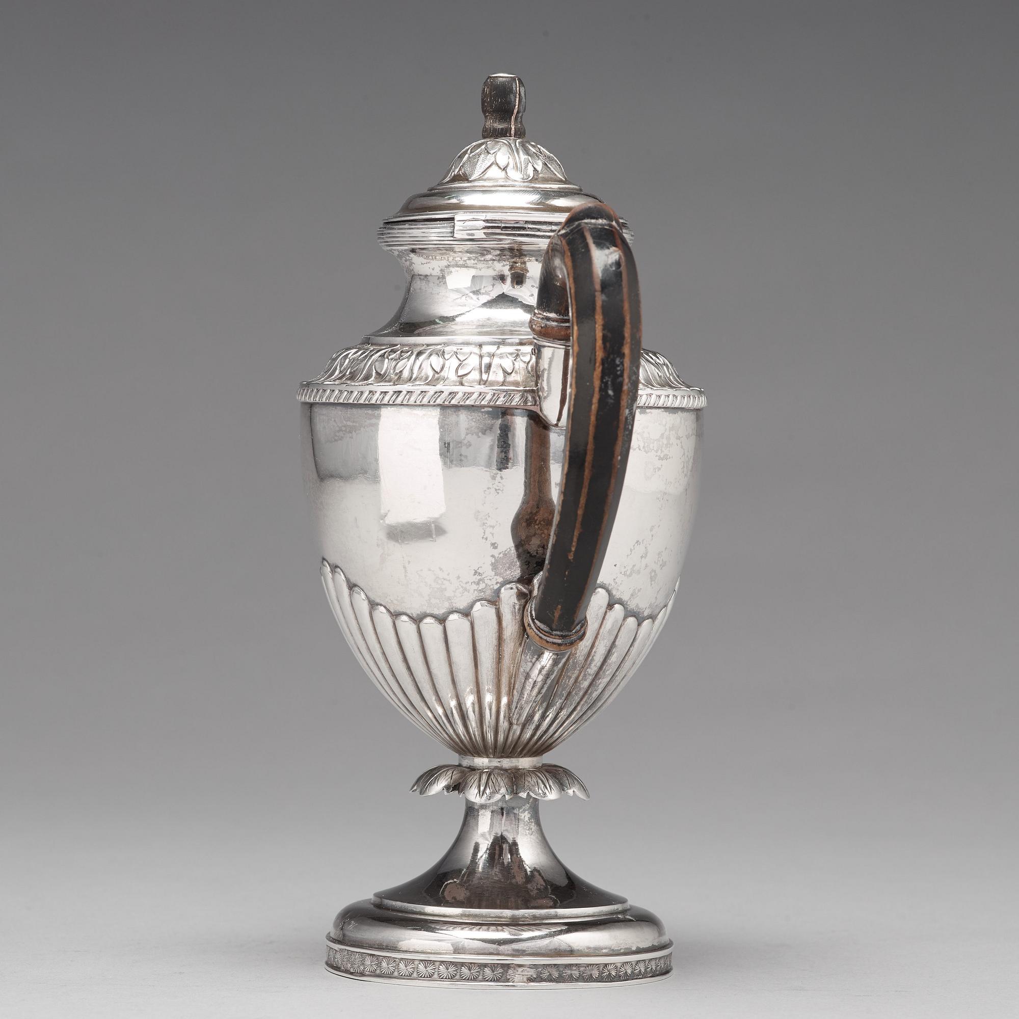 A Finnish empire silver coffeepot mark of Olof Robert Lundgren, Åbo (1821-1882) engraved date 1840.