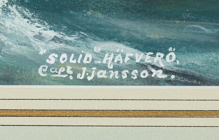 Gustaf Fredriksson, The three-masted barque "Solid" (Captain J. Jansson).