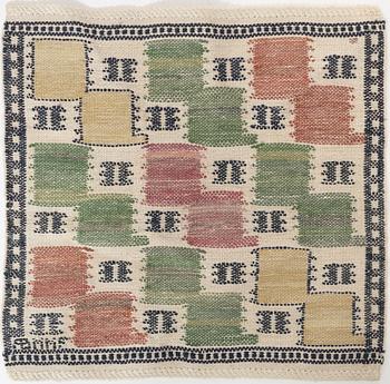 Märta Måås-Fjetterström,  a textile, "Lövendal", flat weave, ca 37 x 38 cm, signed AB MMF.