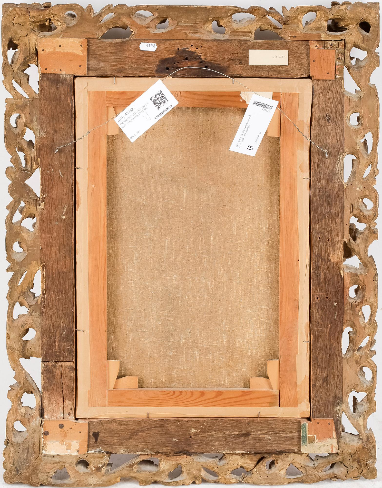 OKÄND KONSTNÄR, olja på duk, ej signerad, 1700-tal.