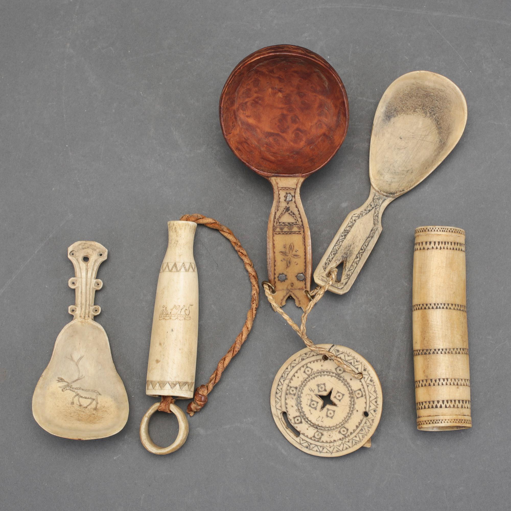 ETT PARTI SAMEFÖREMÅL, 6 delar, horn, 1900-tal.