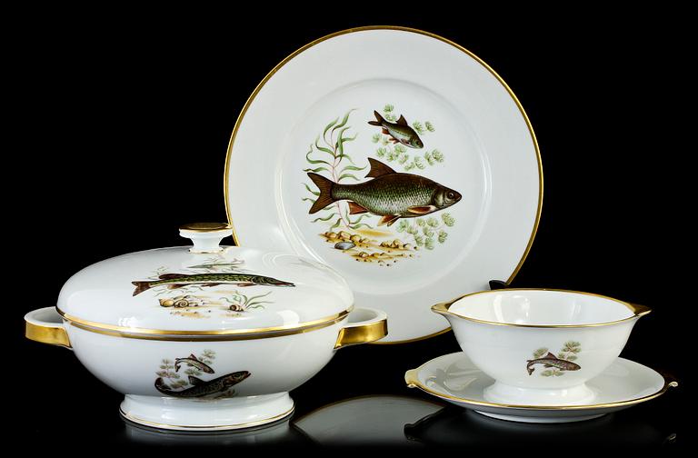 FISKSERVIS, 14 delar, porslin, Rosenthal, 1900-tal.