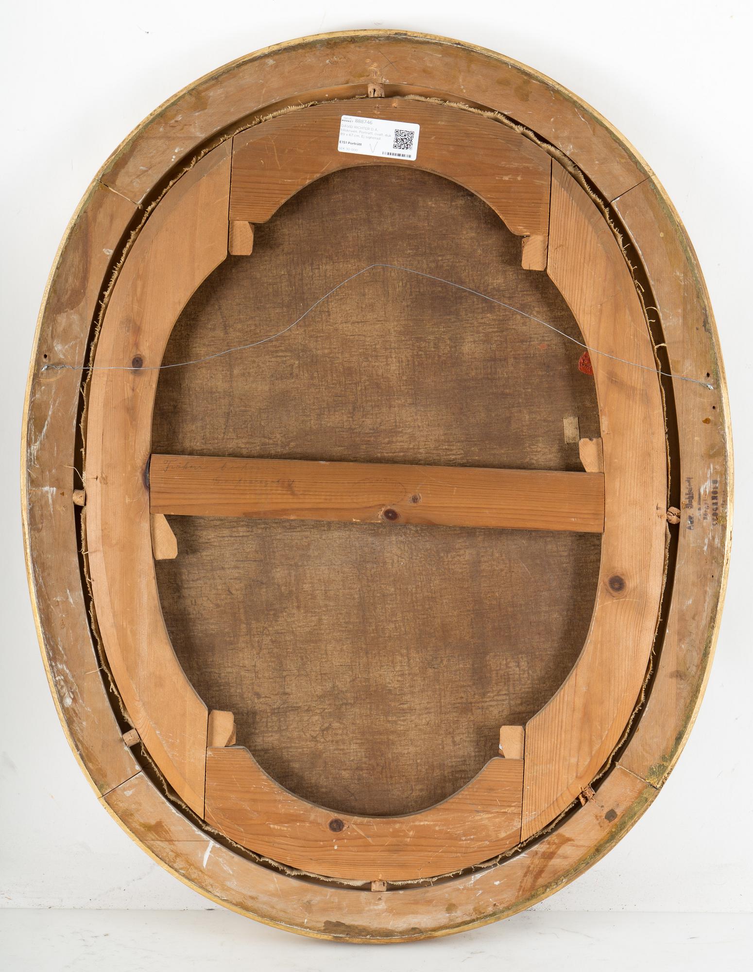 DAVID RICHTER D Ä, attributed to. Portrait, oval 89 x 67 cm. Unsigned.