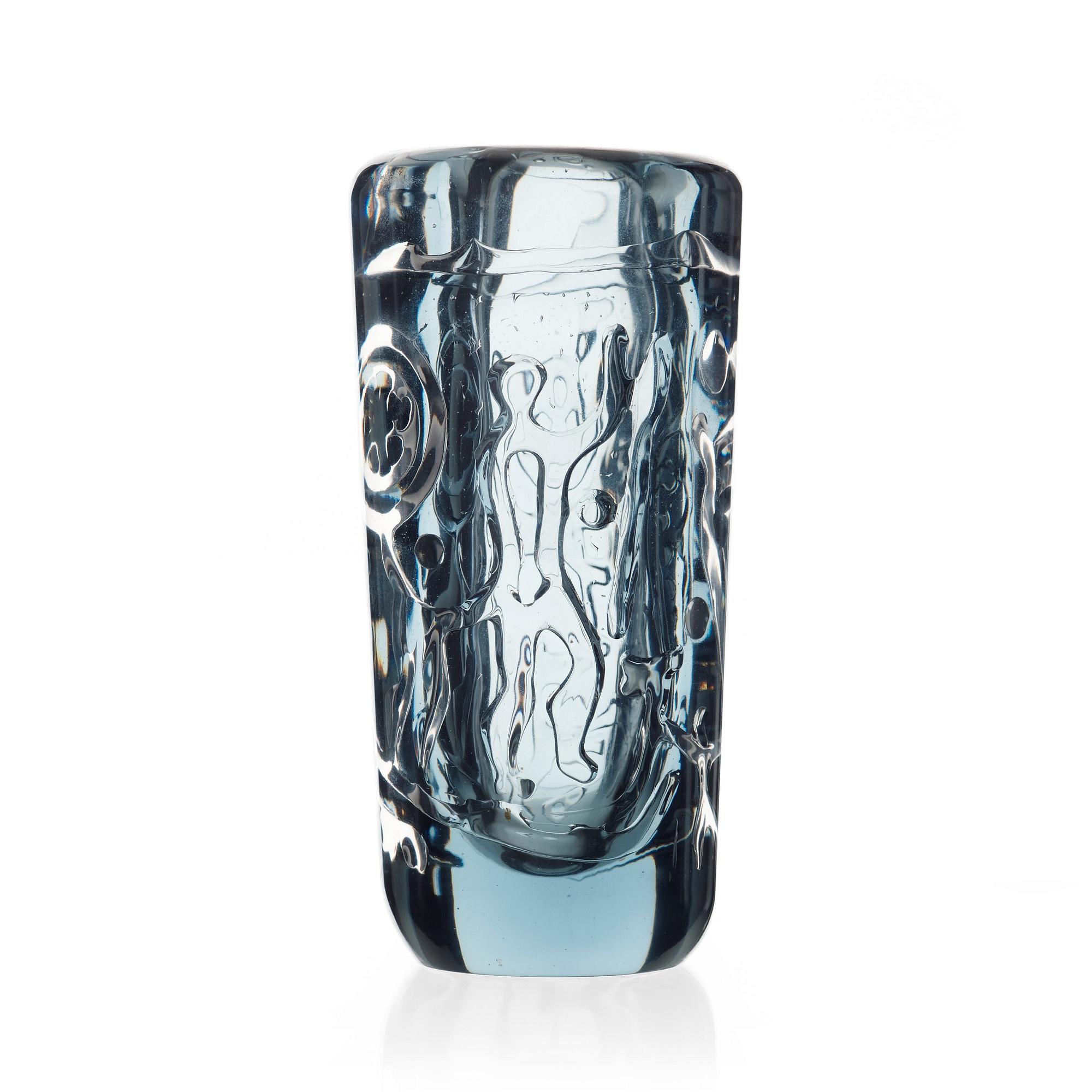 Vicke Lindstrand, a unique 'Petroglyph' glass vase, Kosta 1950's-60's.
