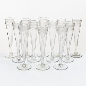 Champagneglas, 12 st, omkring år 1900.