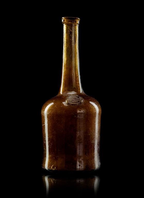 VINFLASKA, glas. Bär sigill märkt 'CON STANTIA WYN", Sydafrika, 17/1800-tal.