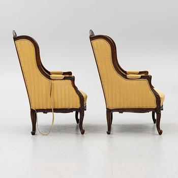 Bergèrer, ett par, rokokostil, 1900-talets först hälft.
