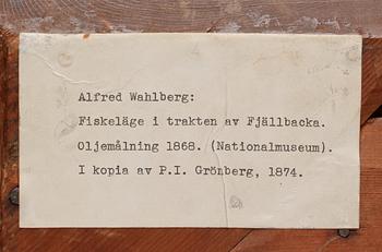 OKÄND KONSTNÄR, olja på duk, kopia efter Alfred Wahlberg, signerad P I Grönberg, daterad 1874.