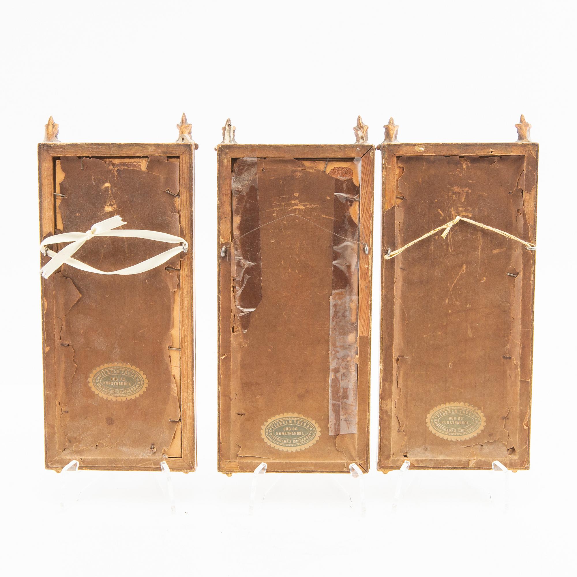 Decorative paintings, 3 pcs, early 20th century.