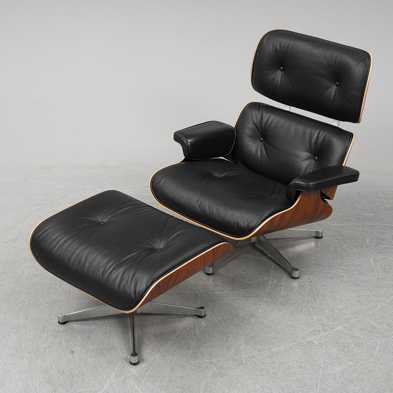 CHARLES & RAY EAMES, 'Lounge Chair' and ottoman, Vitra, 2010's.