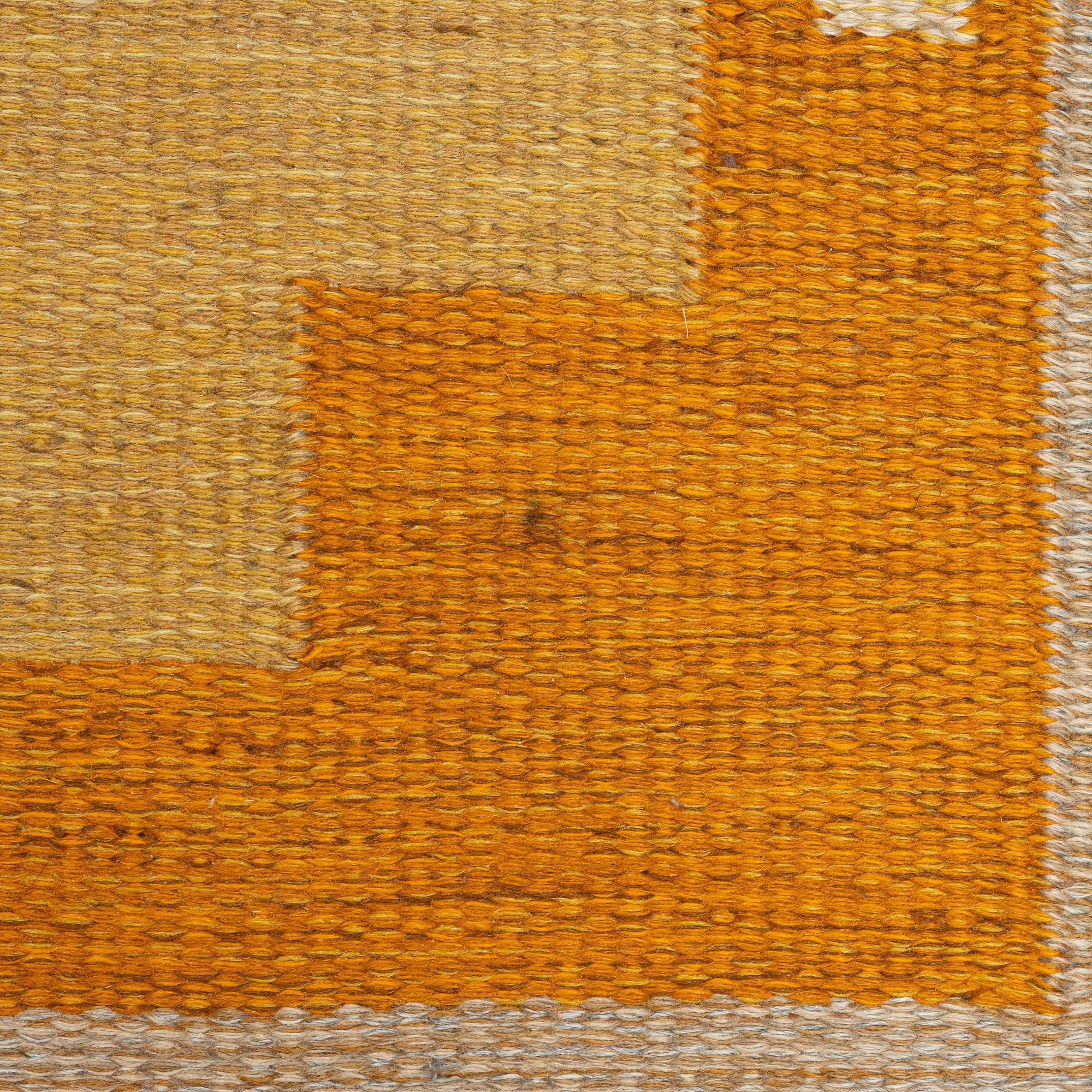 Ingegerd Silow, a flat weave rug, signed IS, c. 225 x 168 cm.