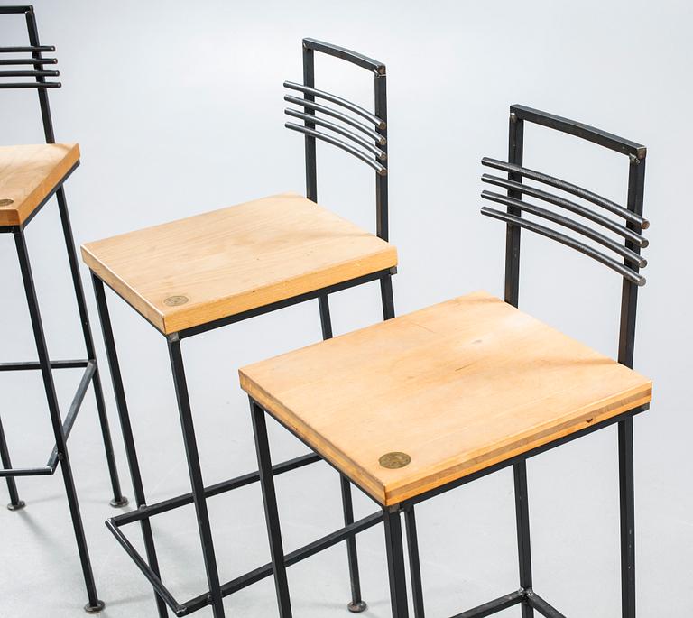 Four bar stools by Olson & Dåm, late 20th century.